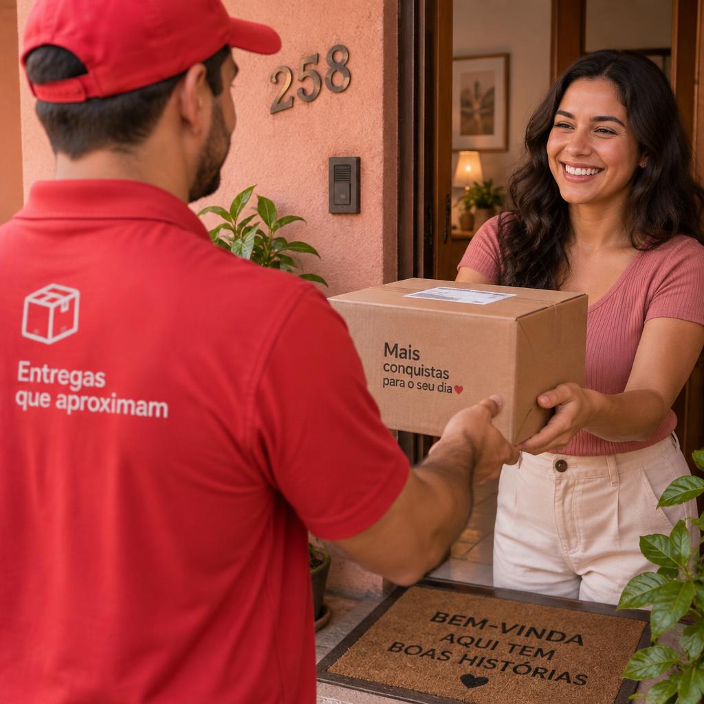 Entrega lindacasa sendo recebida em casa